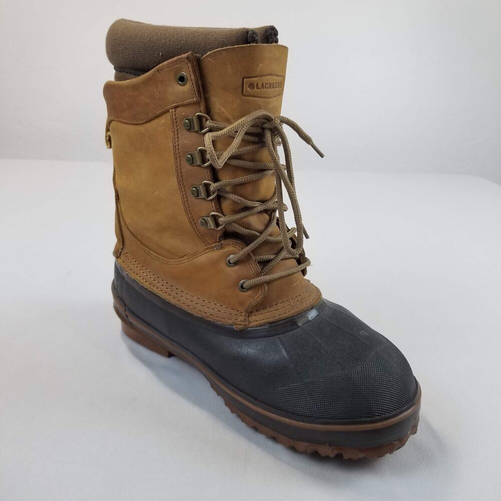 LaCrosse Ice King Boots Mens Size 9 Brown 10" 400G Leather Snow Winter Insulated